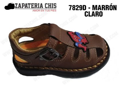 7829 - MARRÓN CLARO - ARAÑA calzado en cuero para niño