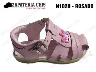 N102 - ROSADO calzado en cuero para niña